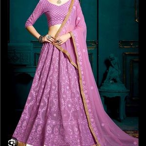 Lavendar Georgette Embroidered Lehenga